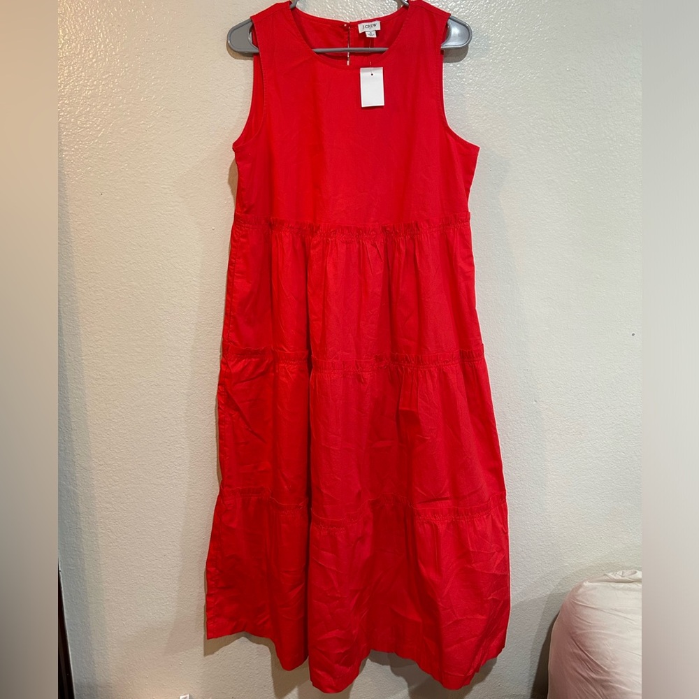 NWT J.Crew red tiered midi dress